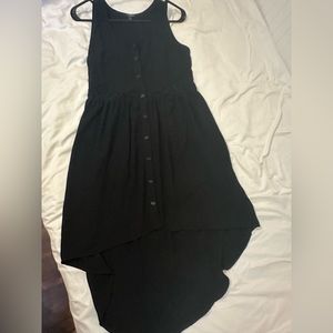 Black dress, high low, lace in the middle.